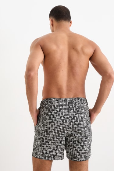 Hommes - Short de bain - à motif - noir / blanc