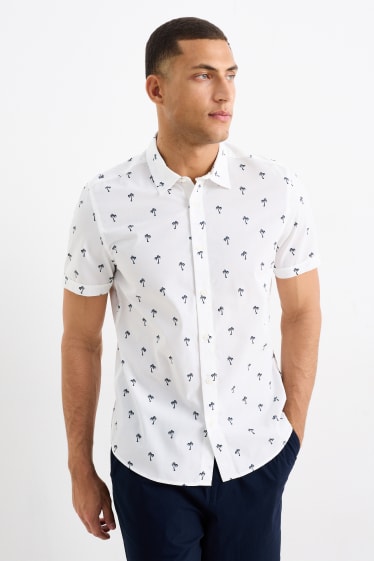 Home - Camisa - slim fit - coll kent - blanc trencat