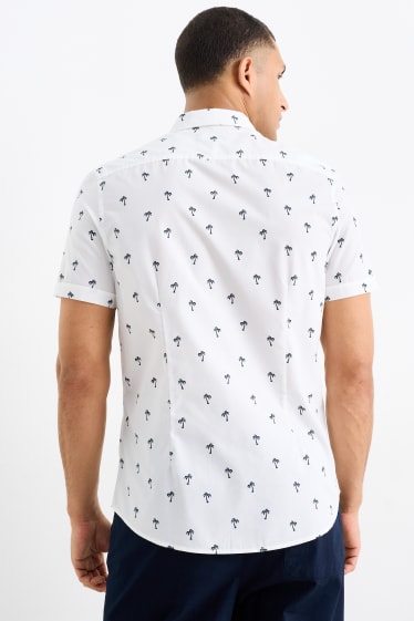 Home - Camisa - slim fit - coll kent - blanc trencat