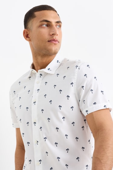 Home - Camisa - slim fit - coll kent - blanc trencat