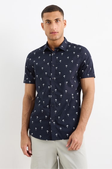 Home - Camisa - slim fit - coll kent - blau fosc
