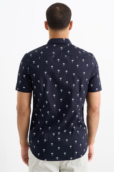 Home - Camisa - slim fit - coll kent - blau fosc