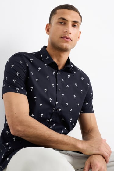 Home - Camisa - slim fit - coll kent - blau fosc