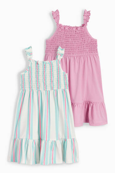 Enfants - Lot de 2 - robe - rose foncé