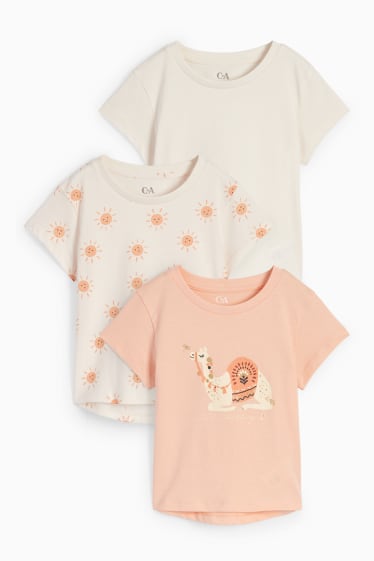 Niños - Pack de 3 - dromedario - camisetas de manga corta - melocotón