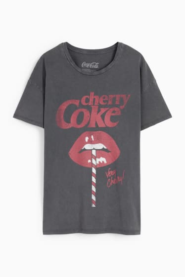 Adolescenți și tineri - CLOCKHOUSE - tricou - Coca-Cola - gri închis