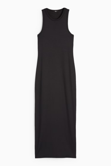 Dames - Nauwsluitende jurk met split - zwart