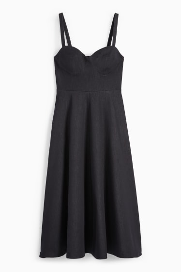 Damen - Fit & Flare Kleid - Jeans-Look - dunkelblau