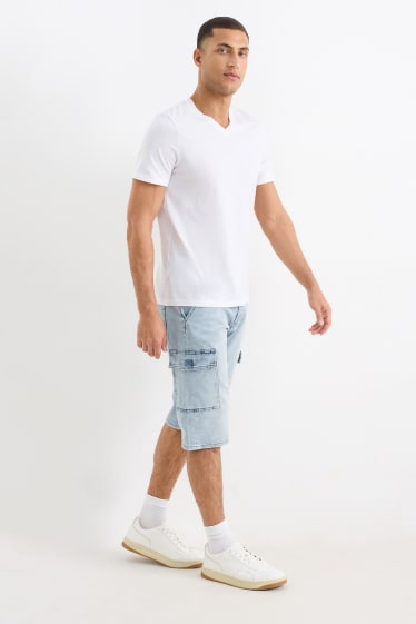 Heren - Cargobermuda van spijkerstof - jeanslichtblauw