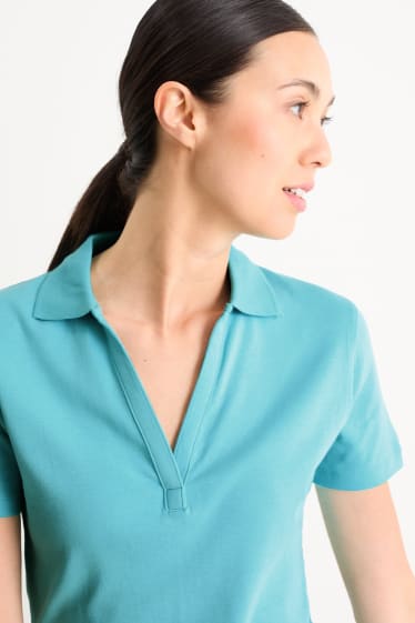 Dames - Basic poloshirt - turquoise