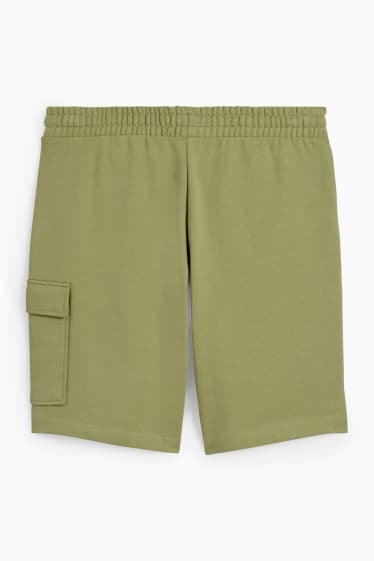 Uomo - Shorts in felpa cargo - verde