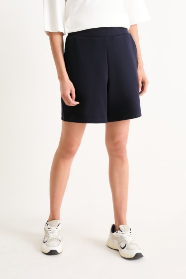 Femmes - Short en molleton basique - mid waist - bleu foncé
