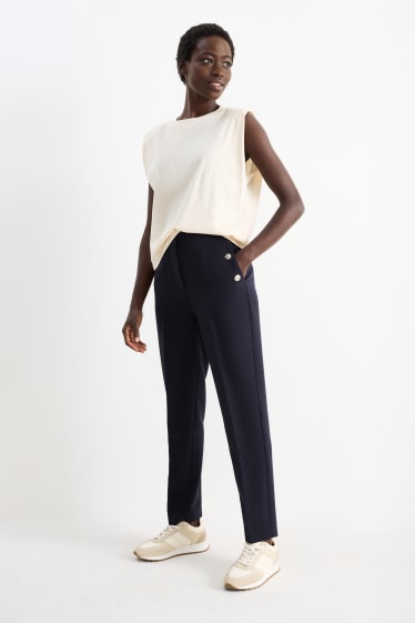 Kobiety - Spodnie materiałowe - wysoki stan - tapered fit - ciemnoniebieski