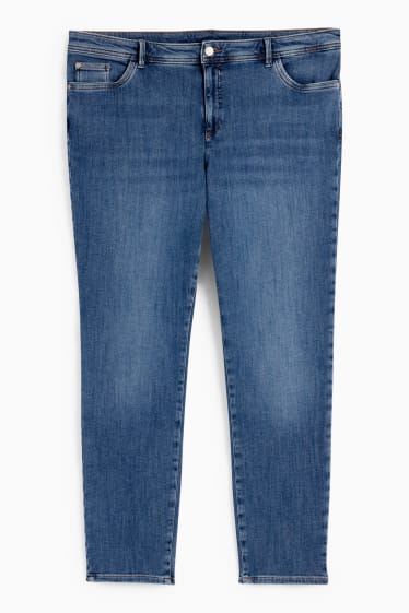 Women - Skinny jeans - mid-rise waist - one size fits more - blue denim