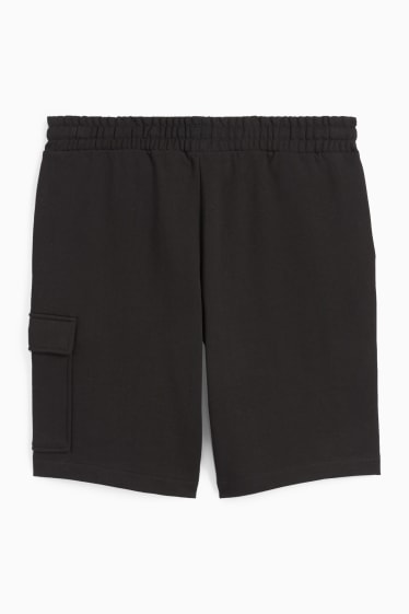 Men - Cargo sweat shorts - black