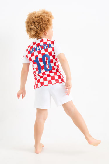 Kinder - Kroatien - Shorty-Pyjama - 2 teilig - weiß / rot