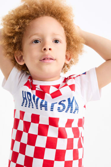Kinder - Kroatien - Shorty-Pyjama - 2 teilig - weiss / rot