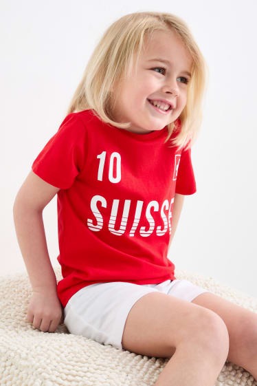 Niños - Suiza - pijama corto - 2 piezas - blanco / rojo
