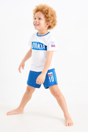 Kinder - Slowakei - Shorty-Pyjama - 2 teilig - weiss / blau