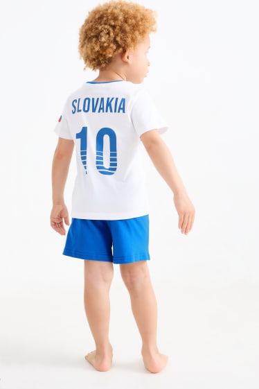 Dzieci - Słowacja - letnia piżama - 2 części - biały / niebieski