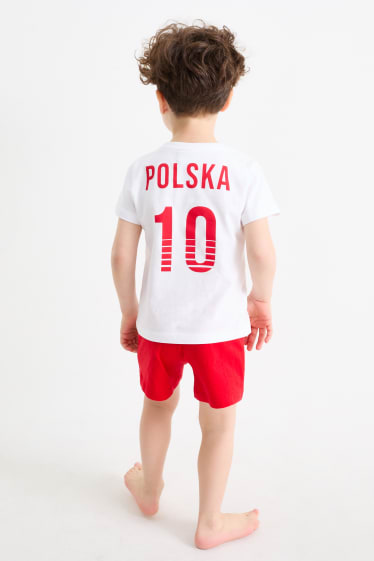 Copii - Polonia - pijama scurtă - 2 piese - alb / roșu