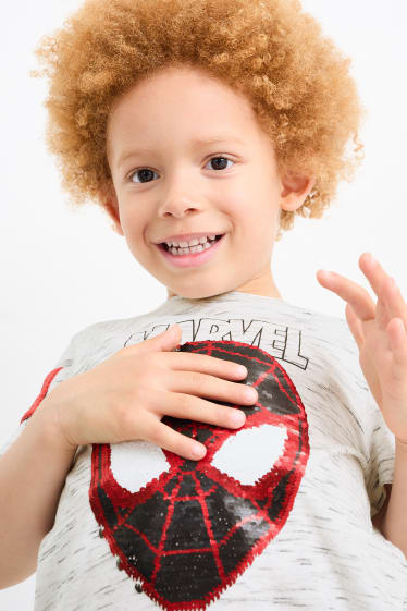 Niños - Spider-Man - camiseta de manga corta - con brillos - gris claro jaspeado
