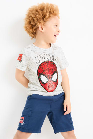 Nen/a - Spiderman - samarreta de màniga curta - efecte brillant - gris clar jaspiat