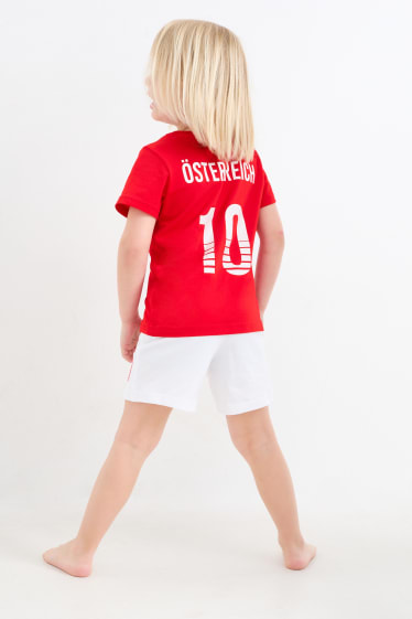 Kinder - Österreich - Shorty-Pyjama - 2 teilig - weiß / rot