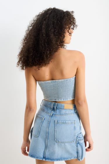 Dames - CLOCKHOUSE - denim bustier - lichtblauw