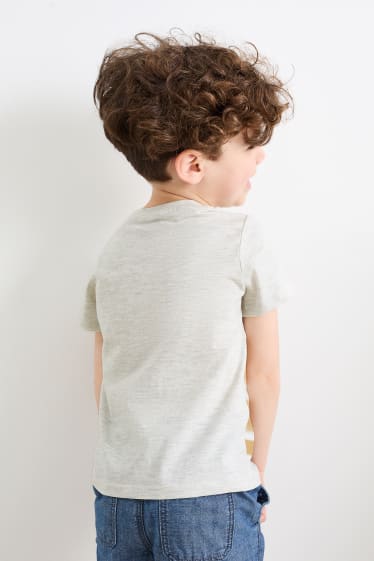 Dětské - Zvířata ze ZOO - tričko s krátkým rukávem - světle šedá-žíhaná