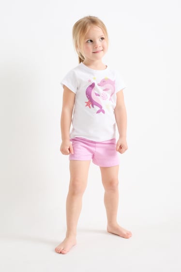 Children - Dolphin - short pyjamas - 2 piece - white