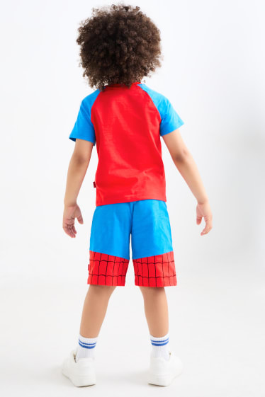 Enfants - Spider-Man - ensemble - T-shirt et short - 2 pièces - rouge / bleu