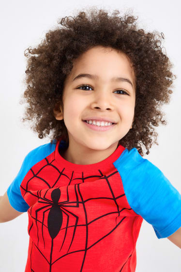 Copii - Omul-Păianjen - set - tricou cu mânecă scurtă și pantaloni scurți - 2 piese - roșu / albastru