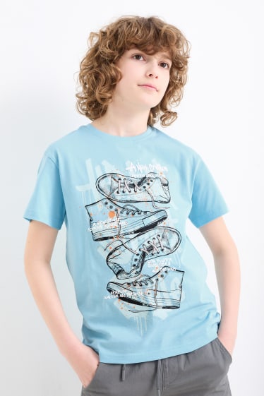 Dzieci - Trampki - koszulka z krótkim rękawem - jasnoniebieski