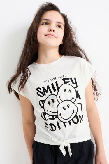 Niños - SmileyWorld® - camiseta de manga corta con detalle de nudo - blanco