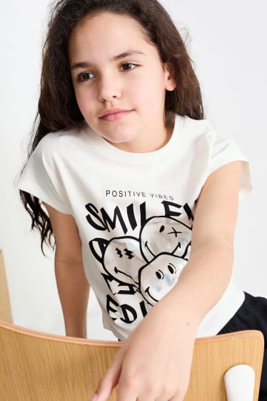 Kinderen - SmileyWorld® - T-shirt met knoop in de stof - wit