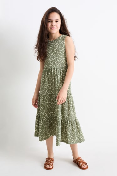Kinder - Kleid - geblümt - grün
