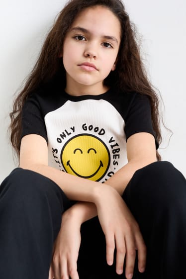 Kinder - SmileyWorld® - Kurzarmshirt - schwarz / weiss