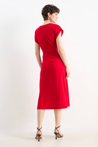 Dámské - Zavinovací šaty - tmavočervená