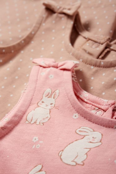 Bébés - Lot de 2 - petit lapin - robe bébé - rose