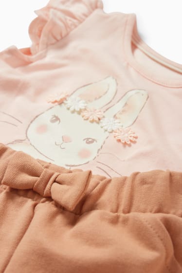 Babys - Konijntjes - baby-outfit - 2-delig - roze
