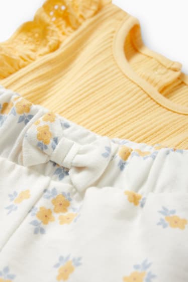 Babys - Blümchen - Baby-Outfit - 2 teilig - gelb