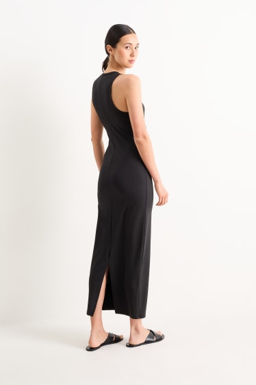 Women - Bodycon dress with slit - black