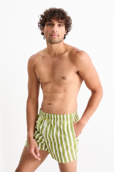 Men - Swim shorts - striped - light green