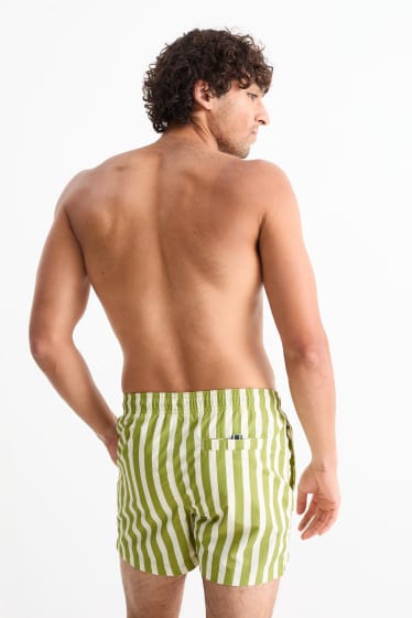 Men - Swim shorts - striped - light green