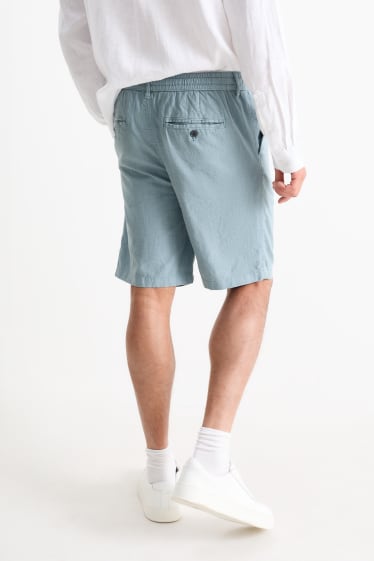 Men - Bermuda shorts - linen blend - blue