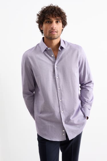 Heren - Oxford overhemd - regular fit - Kent - gemakkelijk te strijken - lichtpaars