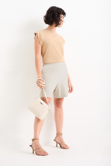 Donna - Shorts di felpa basic - vita media - beige chiaro