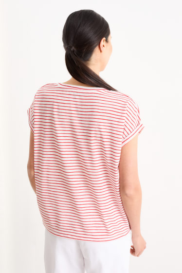 Donna - T-shirt - a righe - rosso