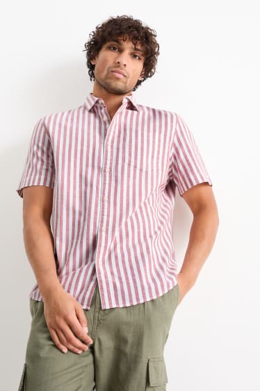 Men - Shirt - regular fit - Kent collar - striped - red